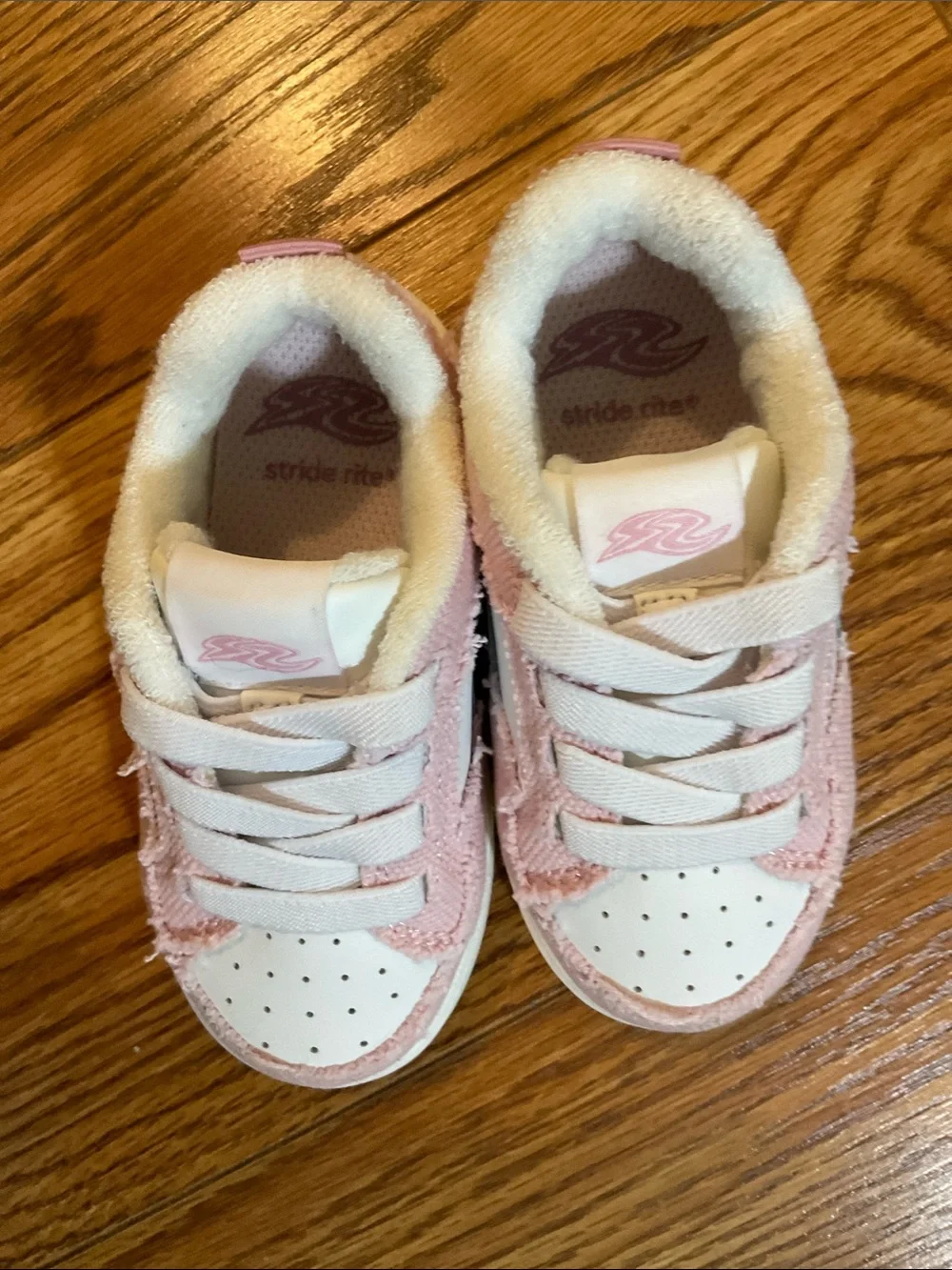 Stride Rite White and Light Pink Toddler Sneakers